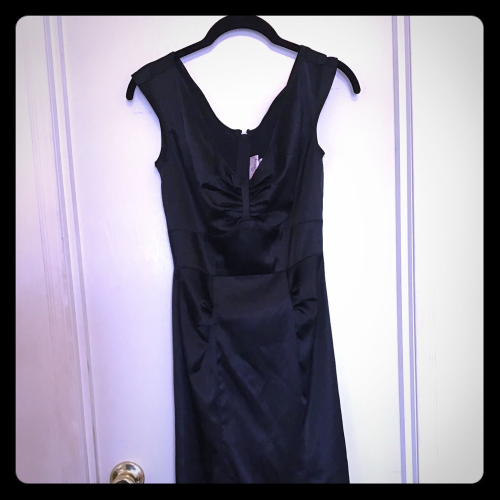 Stop Staring! Black satin pinup bombshell dress